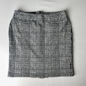 Talbots Petite Black White Tweed Plaid Pencil Skirt Career Classic 8P Academia
